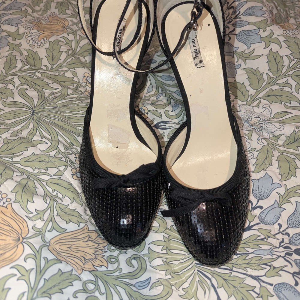 Miu Miu Black Sparkle Women's Heels - Picture 14 of 15